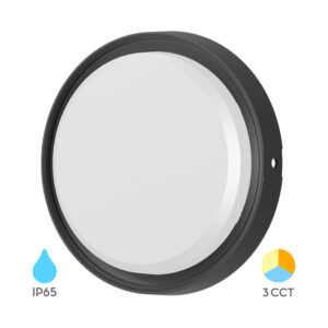 LED zidna lampa 12W 3IN1 IP65 Okrugla Crna