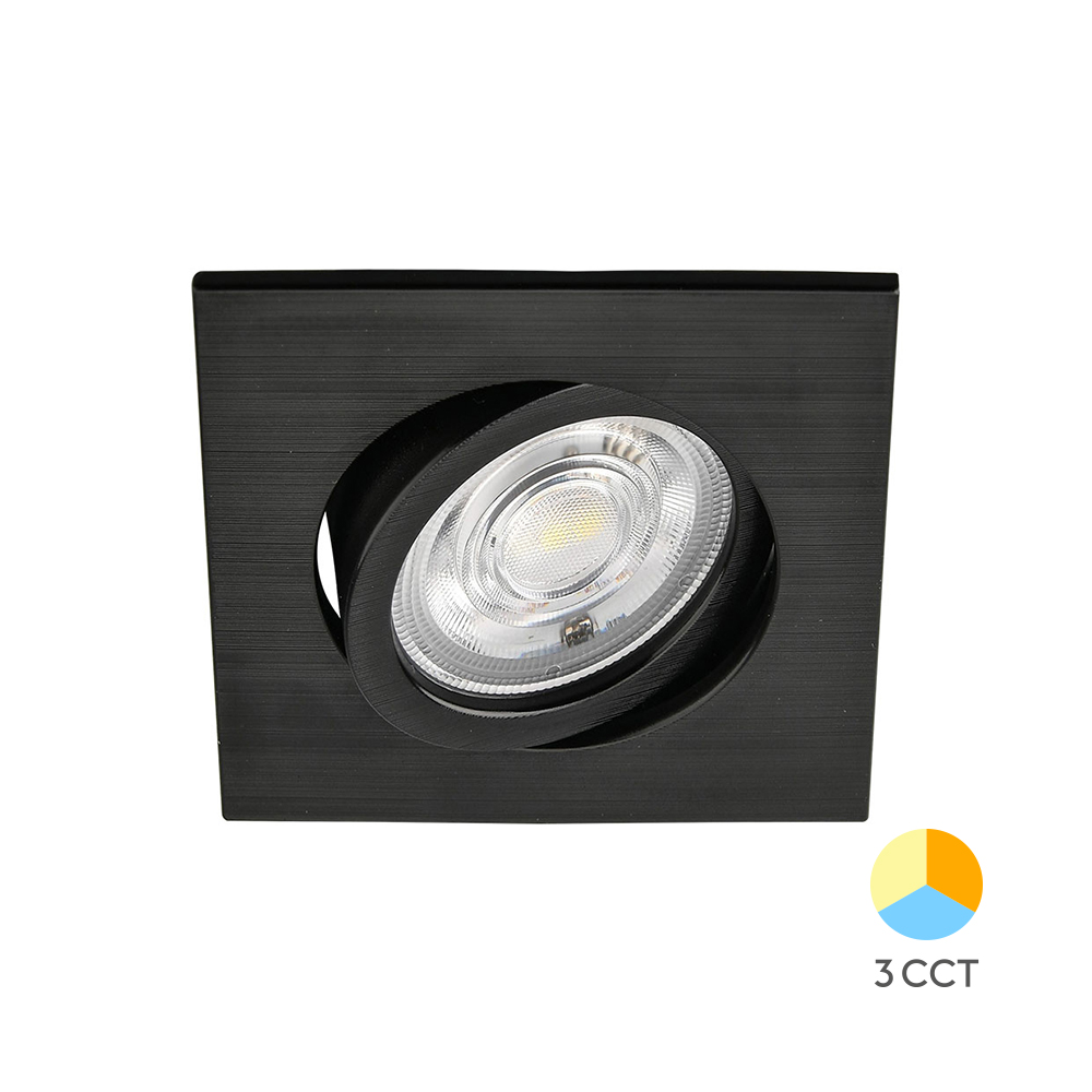 Kvadratni LED ugradni spot G3 7W 3IN1 Crni