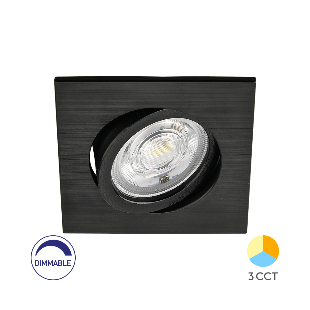 Kvadratni LED ugradni spot G3 7W 3IN1 Dimabilni Crni