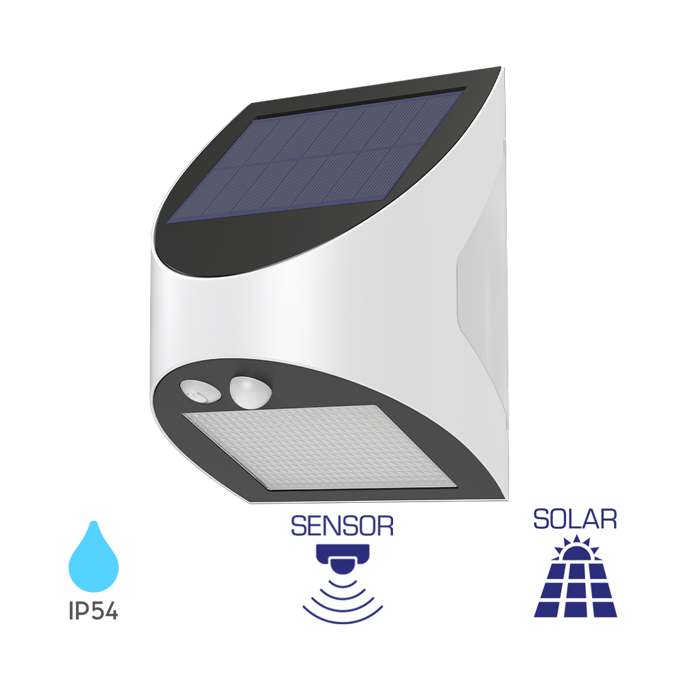 Solarna zidna lampa Solaris W1 3W 6500K Bela IP54