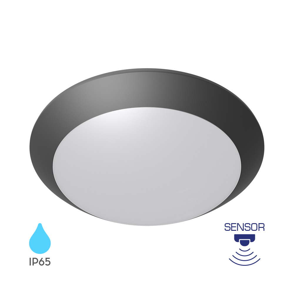 Plafonjera sa senzorom Napoli 270mm E27 IP65 Siva