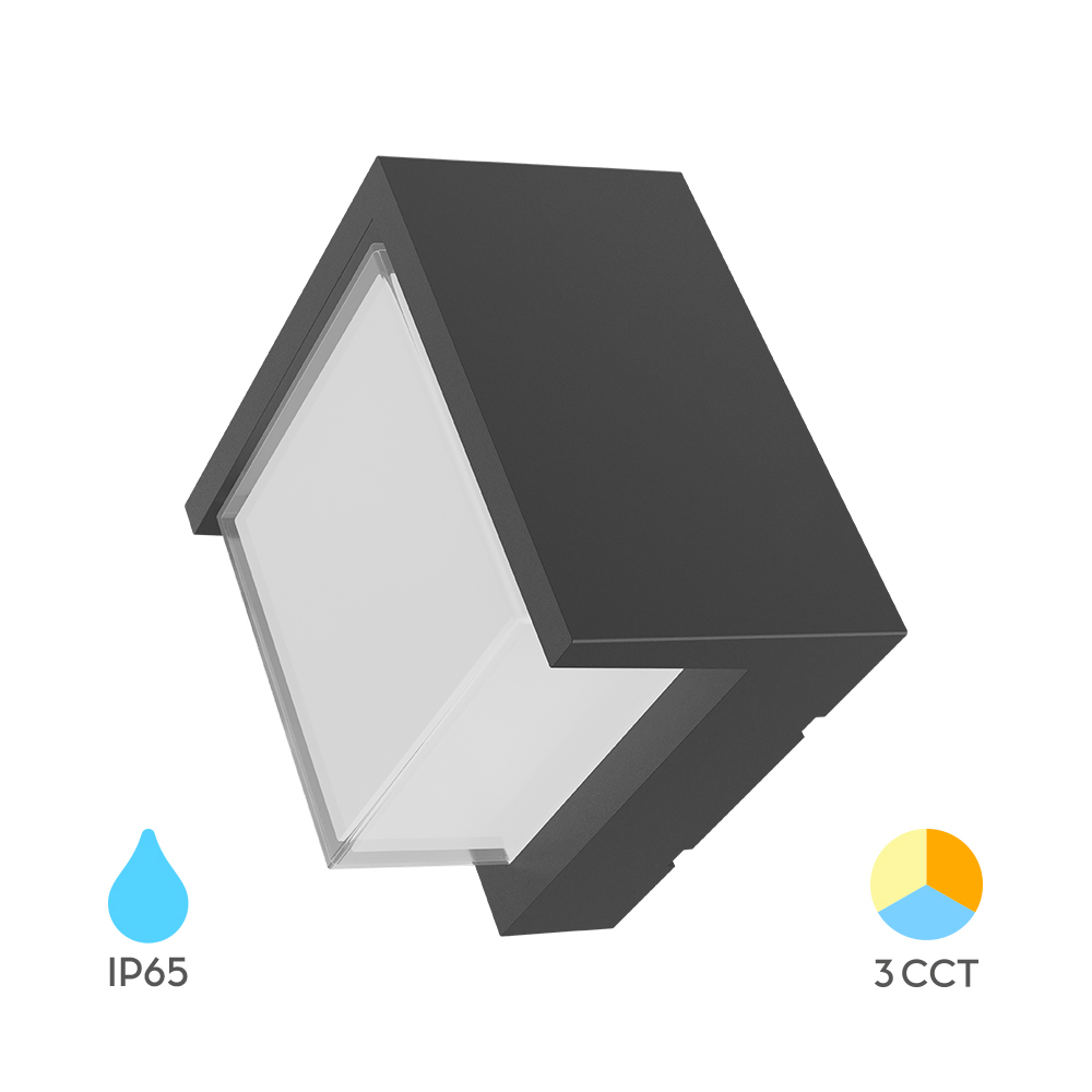 Zidna LED lampa G1 15W 3IN1 IP65 Kvadratna Siva