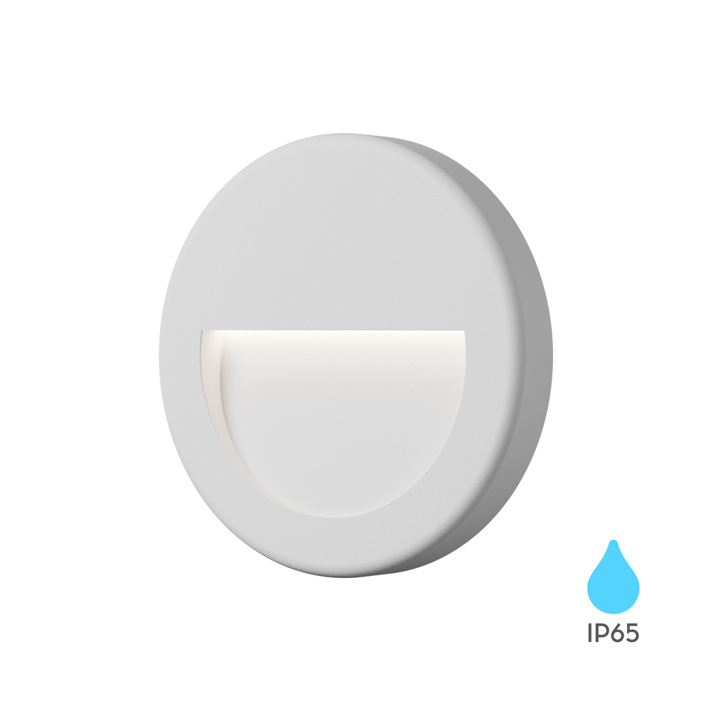 Ugradna okrugla zidna LED lampa Vekta-B 3W 3000K IP65 Bela