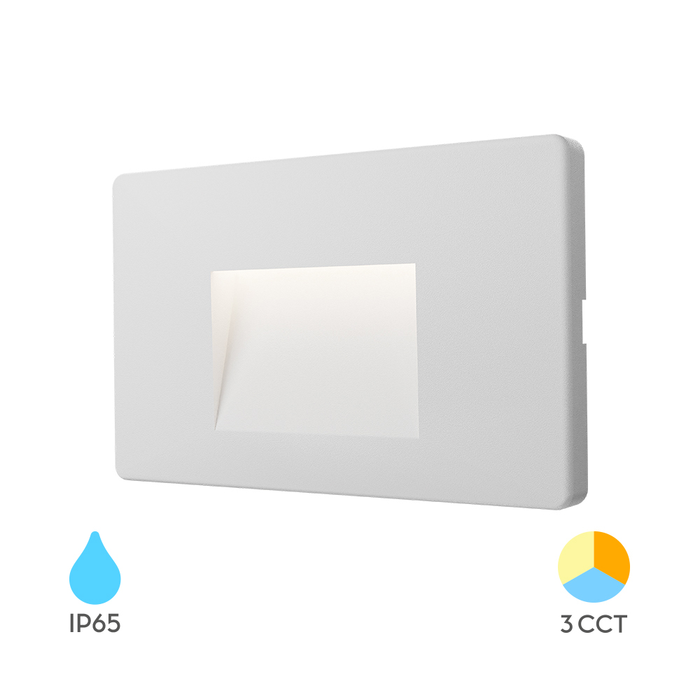 Ugradna kvadratna zidna LED lampa Vekta-B 3W 3IN1 IP65 Bela