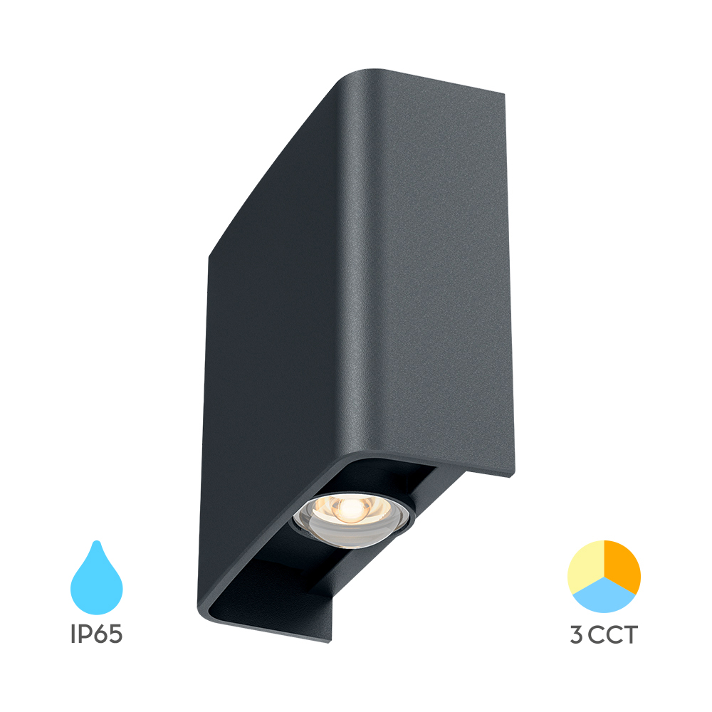 Akcentna LED zidna lampa Vector-B 2x1W 3IN1 IP65 Siva