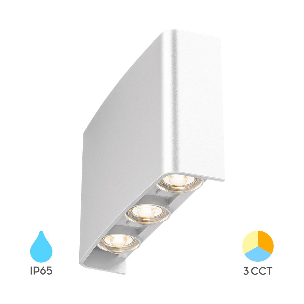Akcentna LED zidna lampa Vector-B 6x1W 3IN1 IP65 Bela