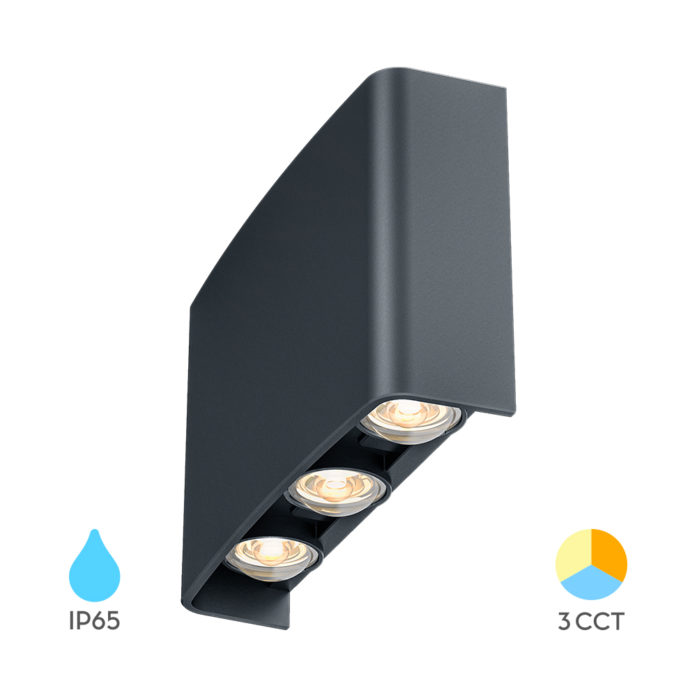 Akcentna LED zidna lampa Vector-B 6x1W 3IN1 IP65 Siva