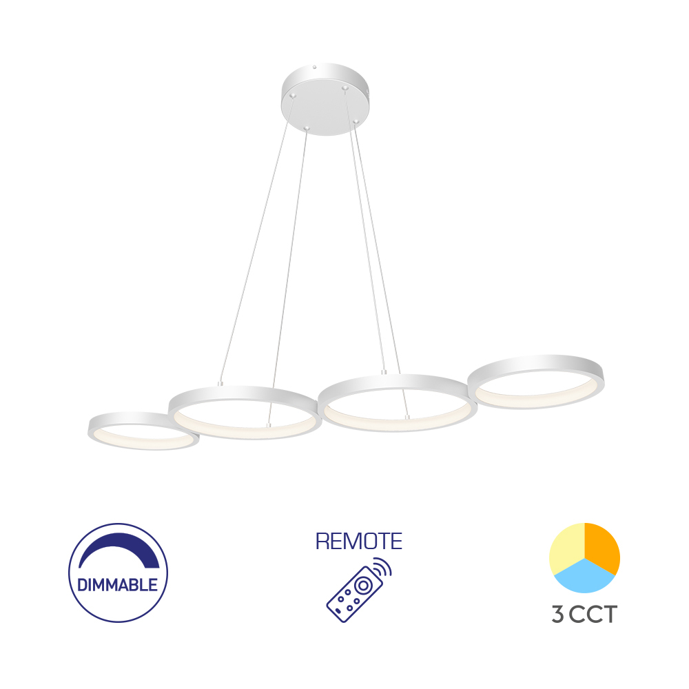 Pametni viseći LED luster Nela RND 60W RMT Bela