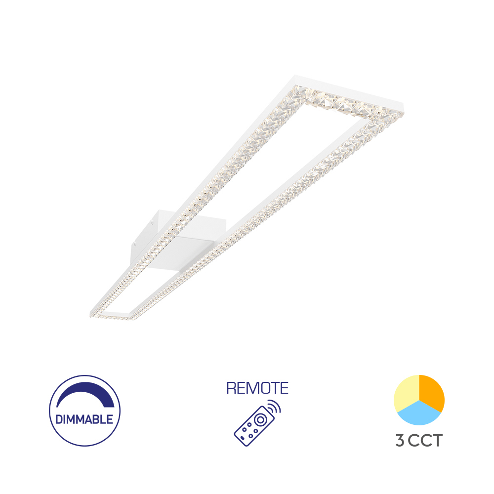 Luksuzni plafonski LED luster Crystal C 40W 3IN1 RMT Beli