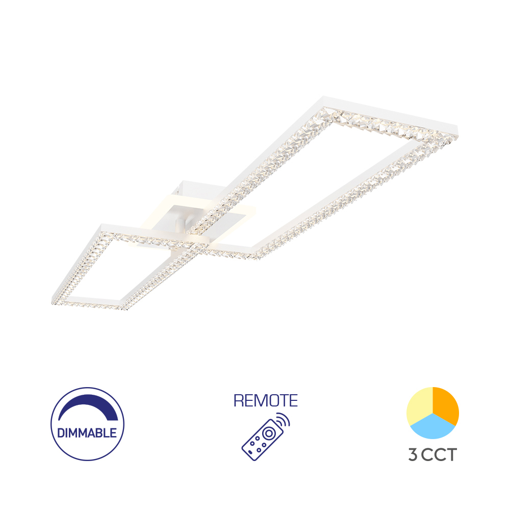 Luksuzni plafonski LED luster Crystal D 55W 3IN1 RMT Beli
