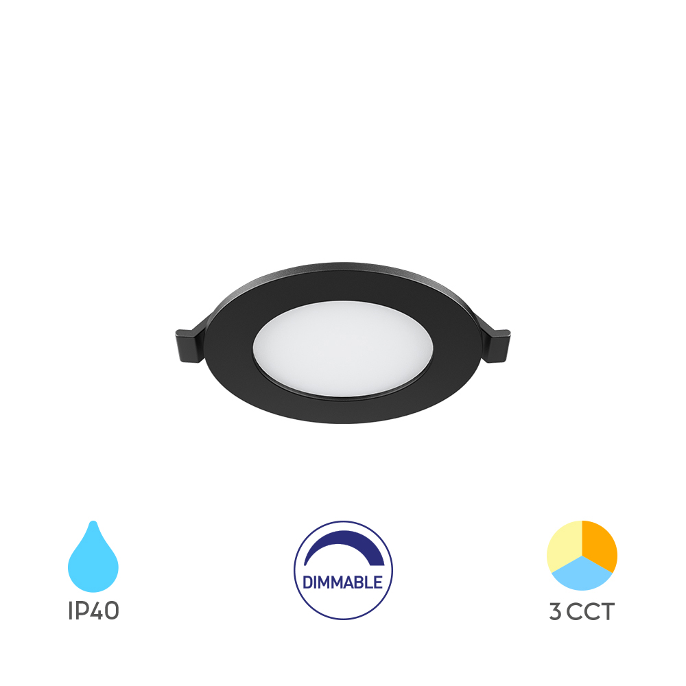 Ugradni okrugli dimabilni LED panel CRP 4W 3IN1 3" Crni