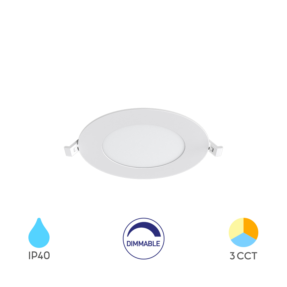 Ugradni okrugli dimabilni LED panel CRP 6W 3IN1 4" Beli
