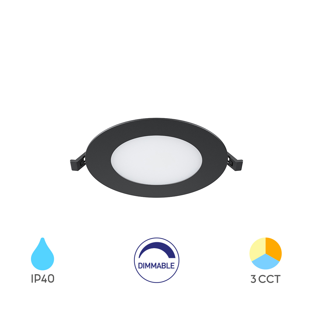 Ugradni okrugli dimabilni LED panel CRP 6W 3IN1 4" Crni