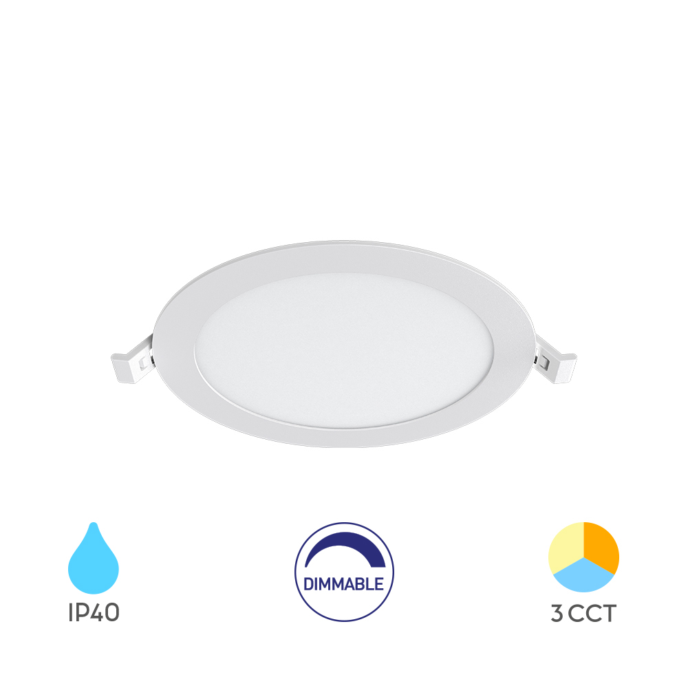 Ugradni okrugli dimabilni LED panel CRP 12W 3IN1 8" Beli