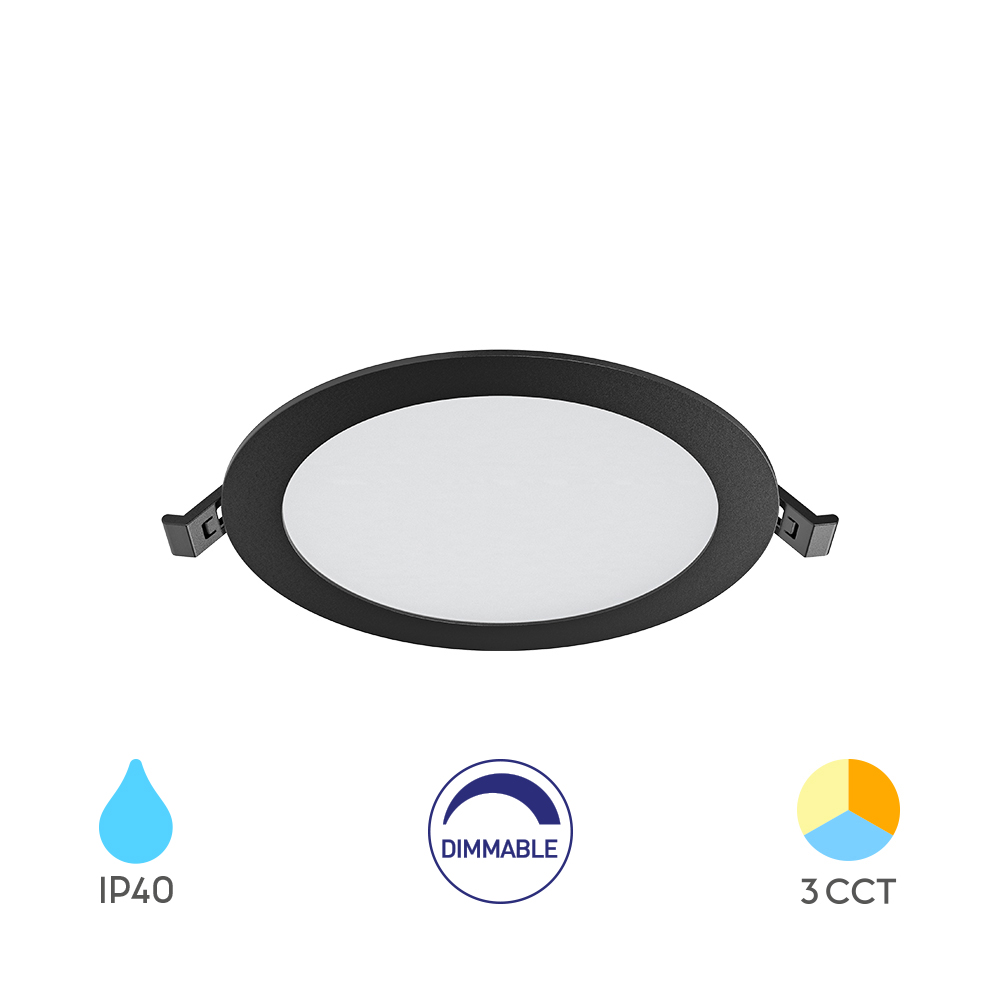 Ugradni okrugli dimabilni LED panel CRP 12W 3IN1 8" Crni