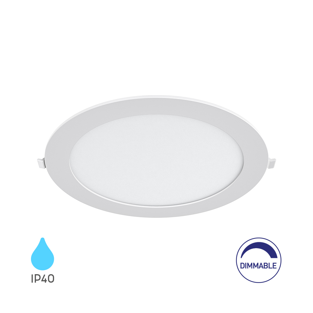 Ugradni okrugli dimabilni LED panel CRP 18W 3000K 8" Beli