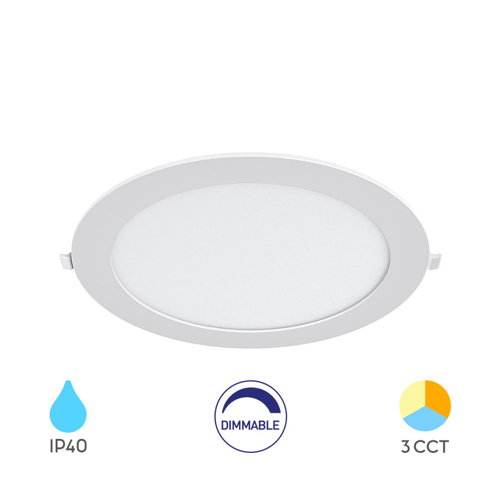 Ugradni okrugli dimabilni LED panel CRP 18W 3IN1 8" Beli