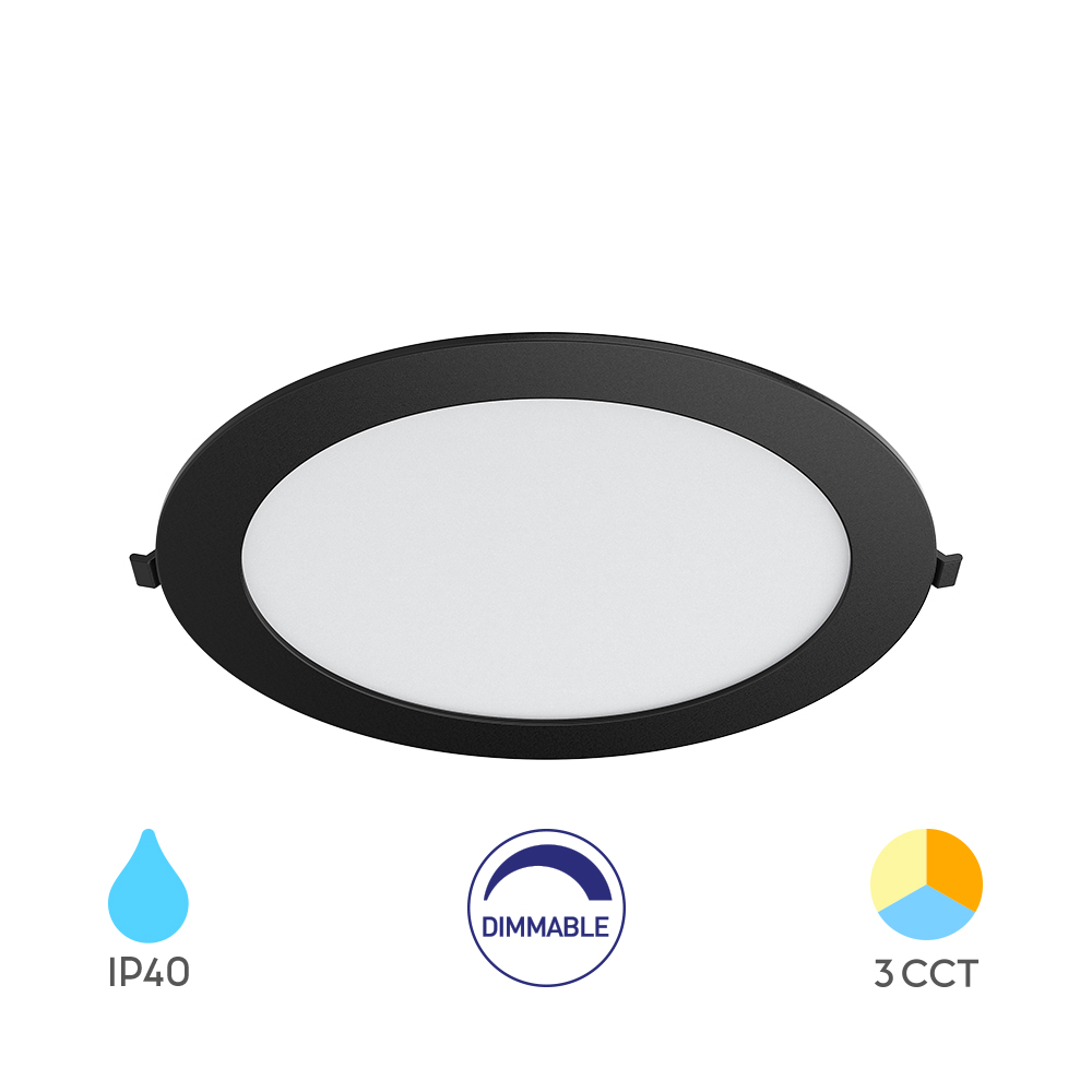 Ugradni okrugli dimabilni LED panel CRP 18W 3IN1 8" Crni
