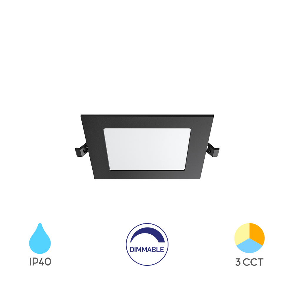 Ugradni kvadratni dimabilni LED panel CSP 4W 3IN1 3" Crni