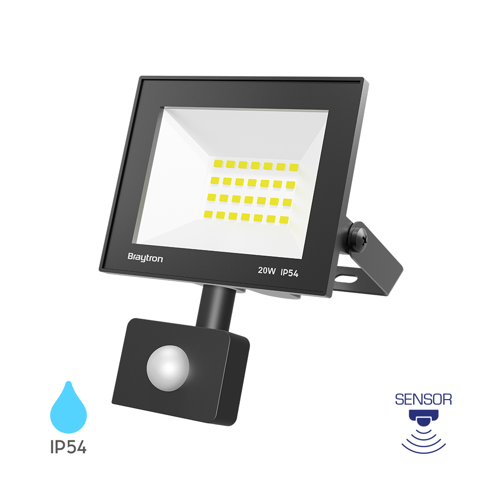 LED reflektor sa senzorom 20W 6500K IP54 Crni
