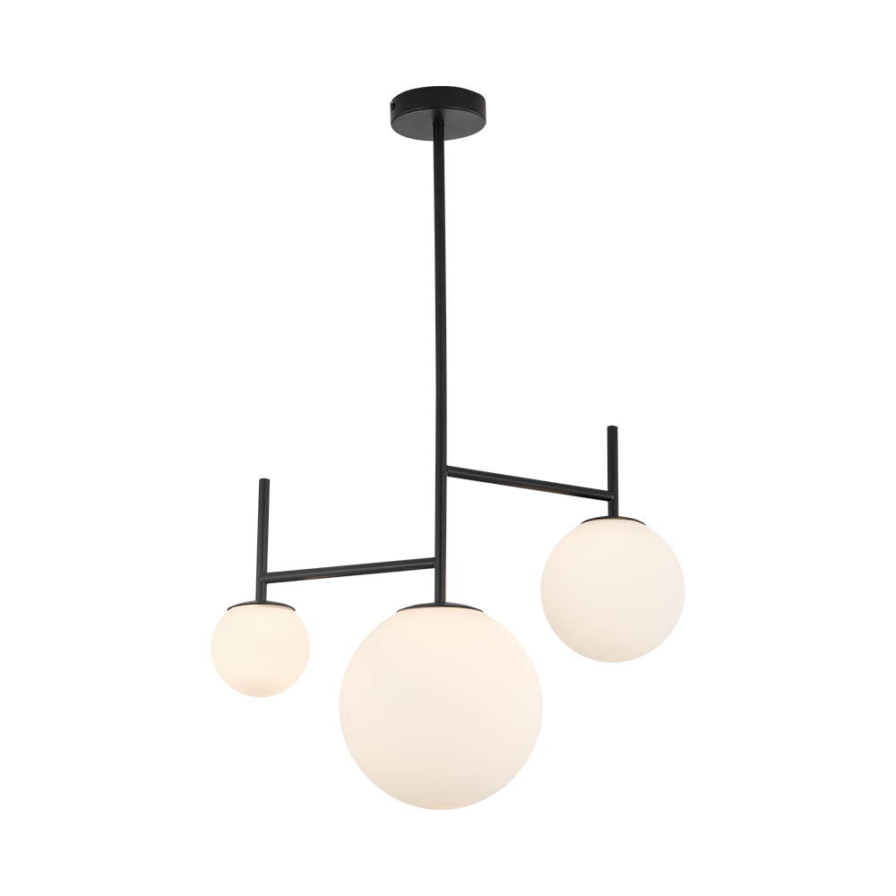 Plafonski luster S012C 3xG9 Opal Crni