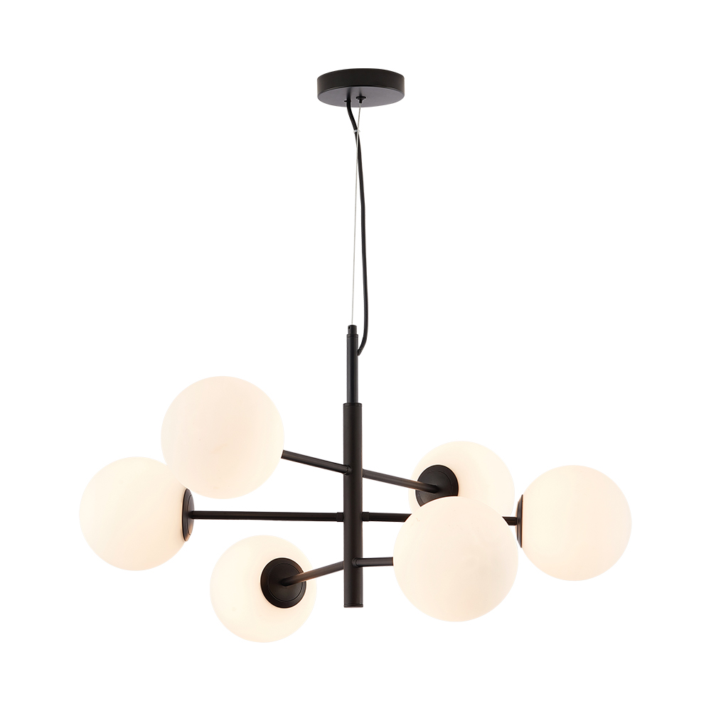 Plafonski luster S012C 6xG9 Opal Crni