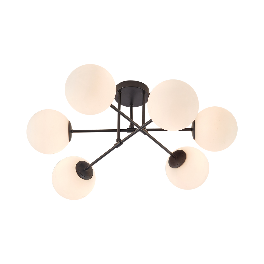 Plafonski luster S012C 6xG9 Opal Crni