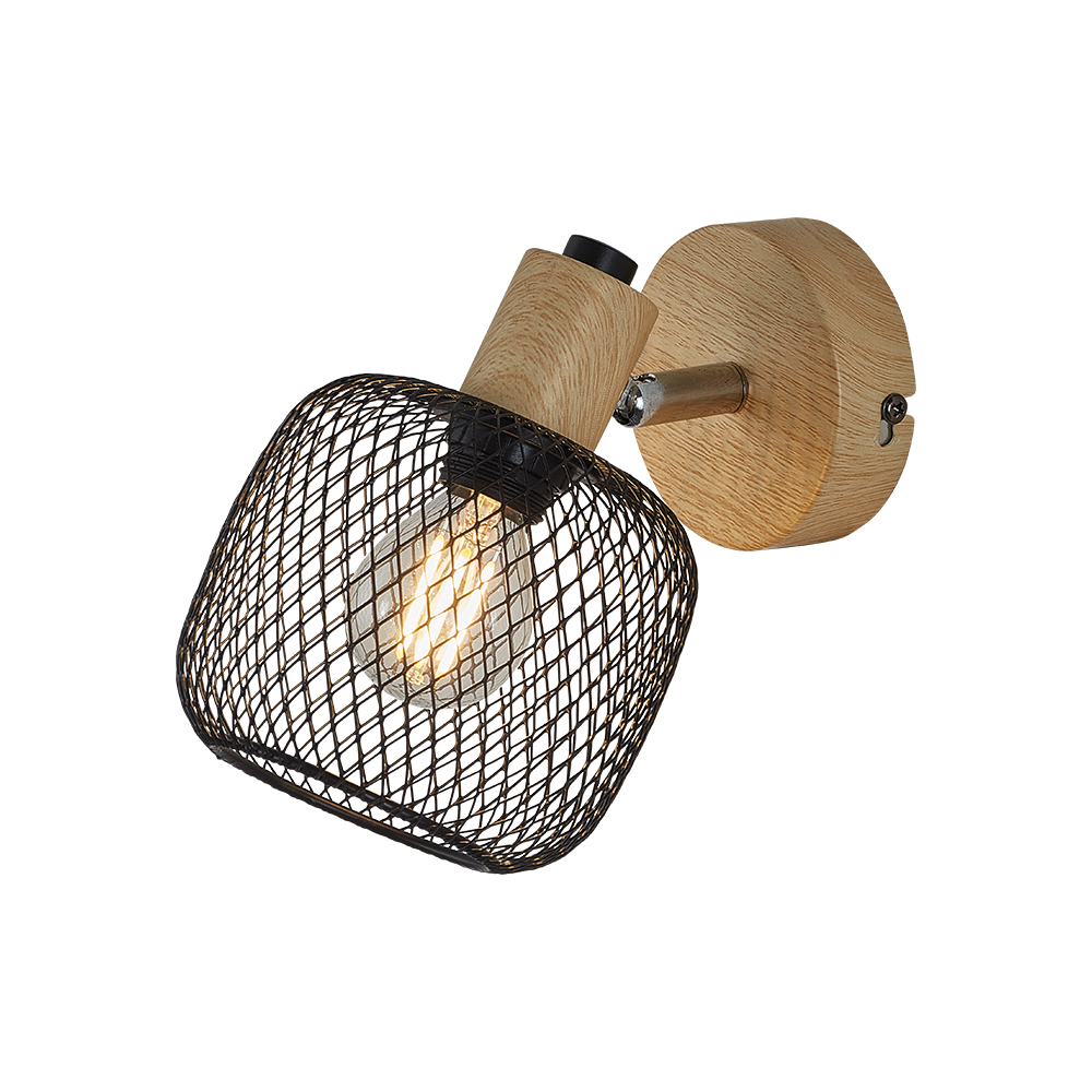 Drvena zidna lampa W001C 1xE14
