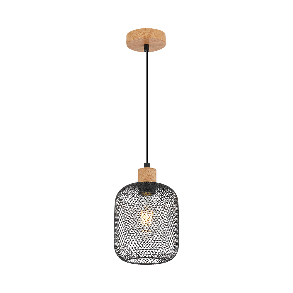 Drvena viseća lampa W001R 1xE27