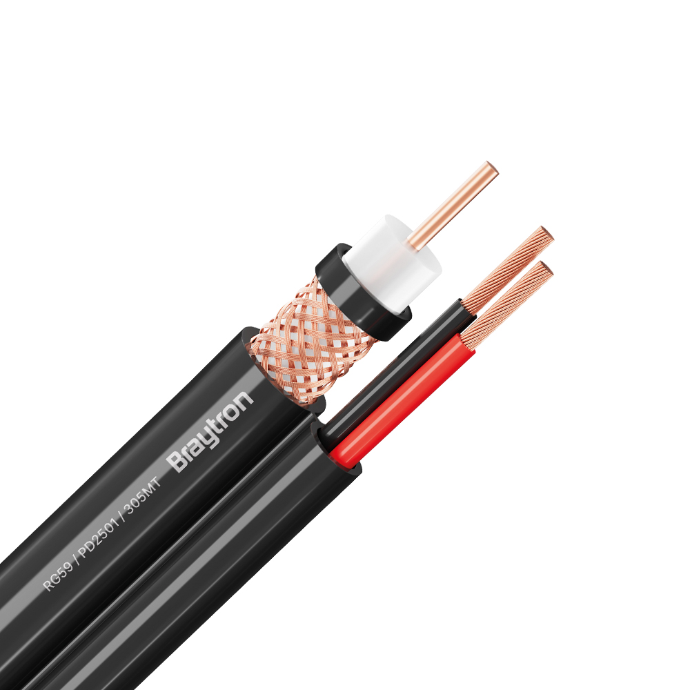 Koaksijalni kabl RG59 sa napajanjem 2x0.75 Bakar Beli 305m